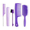 1Set Salon Hair Styling Plastic Barbers Brush Combs Set Purple