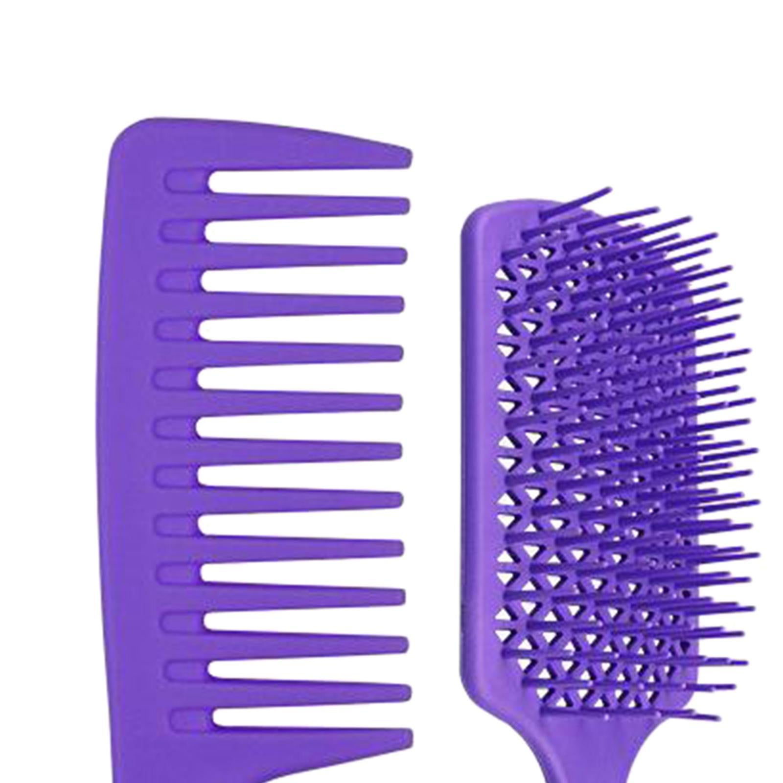 1Set Salon Hair Styling Plastic Barbers Brush Combs Set Purple