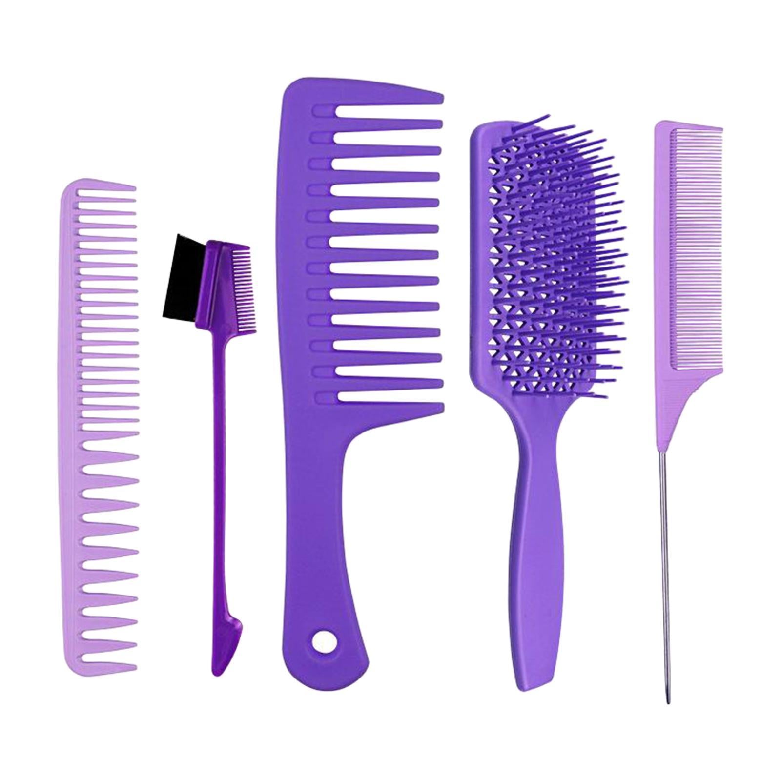 1Set Salon Hair Styling Plastic Barbers Brush Combs Set Purple