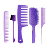 1Set Salon Hair Styling Plastic Barbers Brush Combs Set Purple