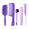 1Set Salon Hair Styling Plastic Barbers Brush Combs Set Purple