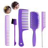 1Set Salon Hair Styling Plastic Barbers Brush Combs Set Purple