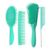 4x Salon Hair Styling Plastic Barbers Brush Combs Set for Long Hair Green