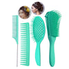 4x Salon Hair Styling Plastic Barbers Brush Combs Set for Long Hair Green