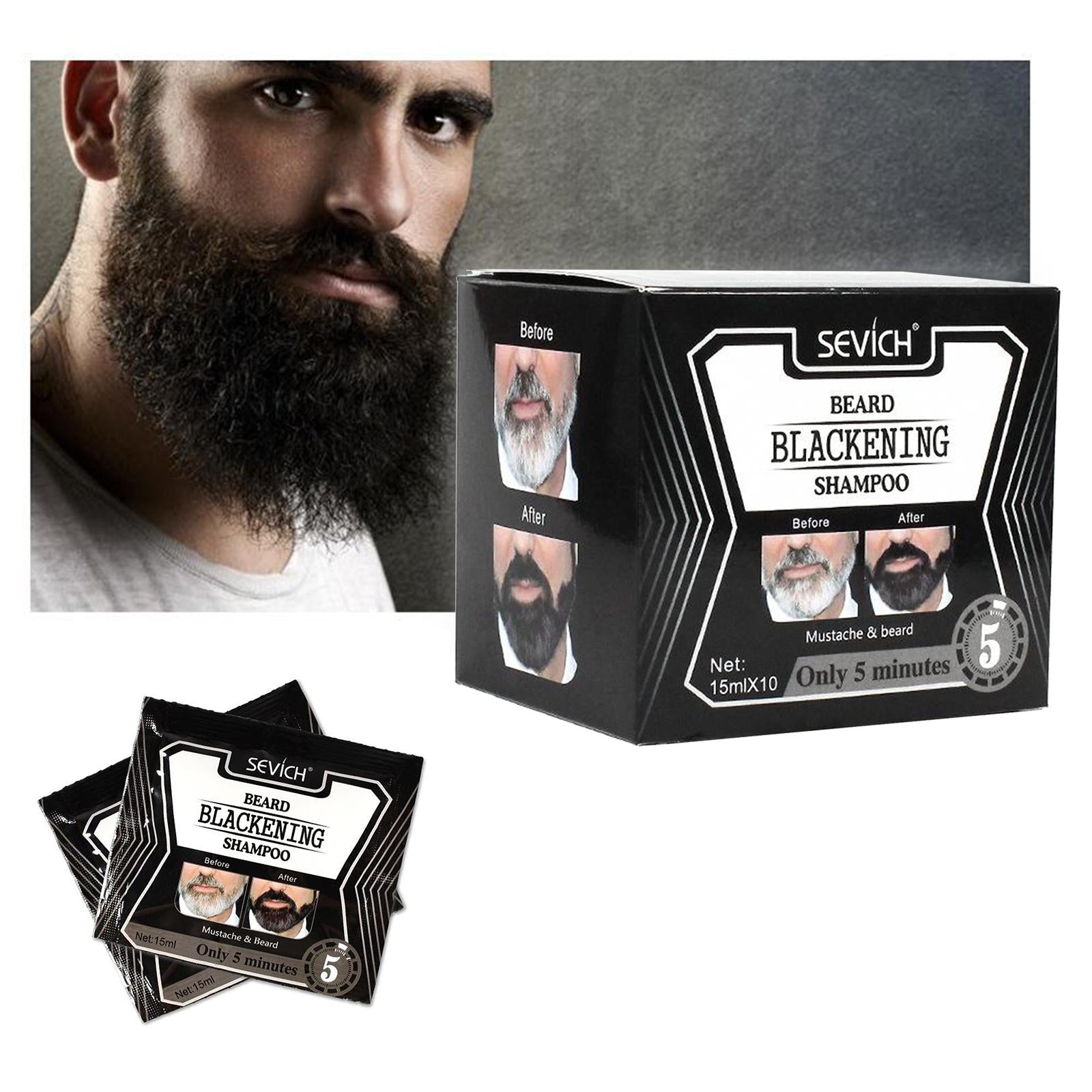 Beard Coloring Darkening Dye Shampoo Gradually Colors Mustache(15ml) 10 pcs