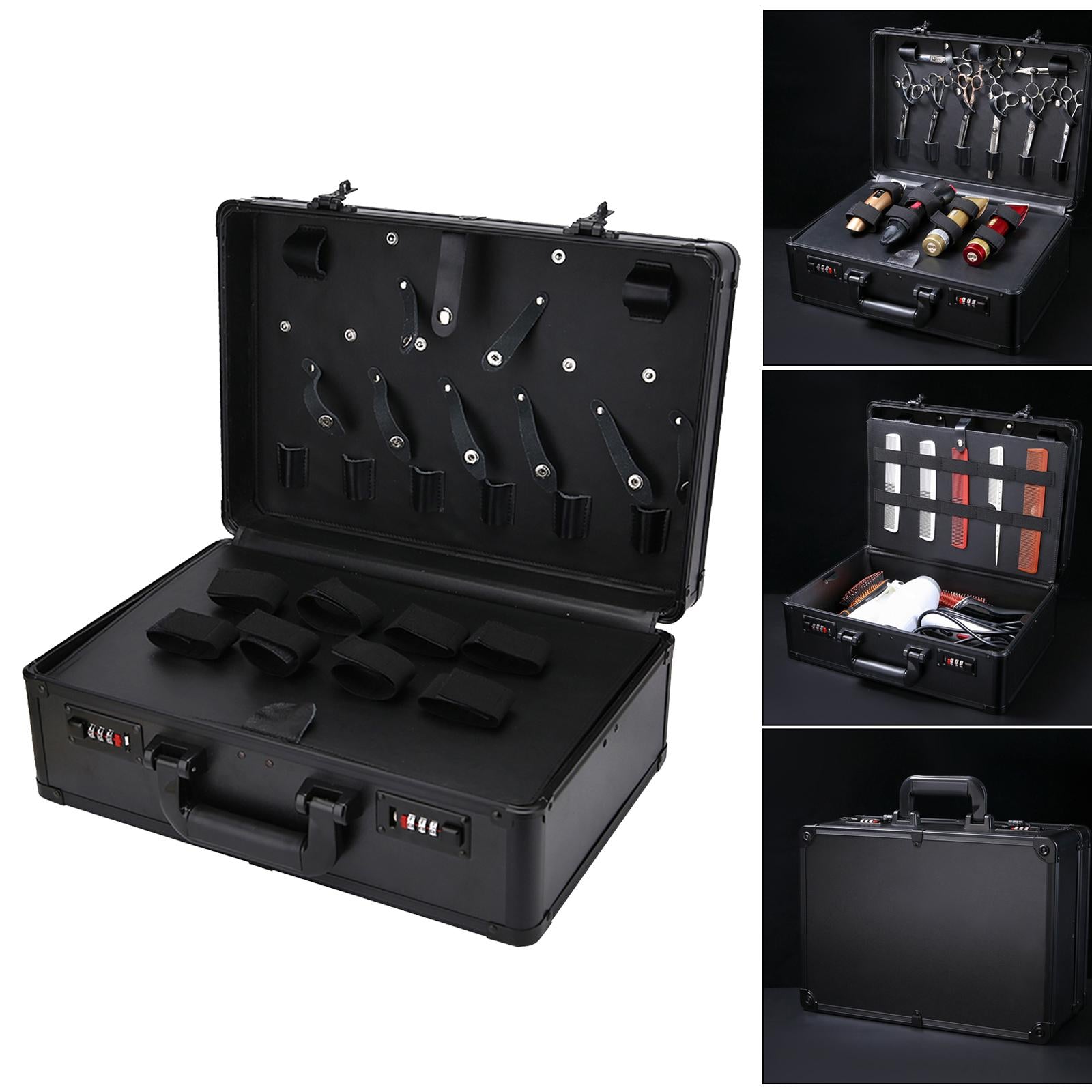 Large Barber Salon Tool Kits Storage Travel Carry Case Organizer Box Black