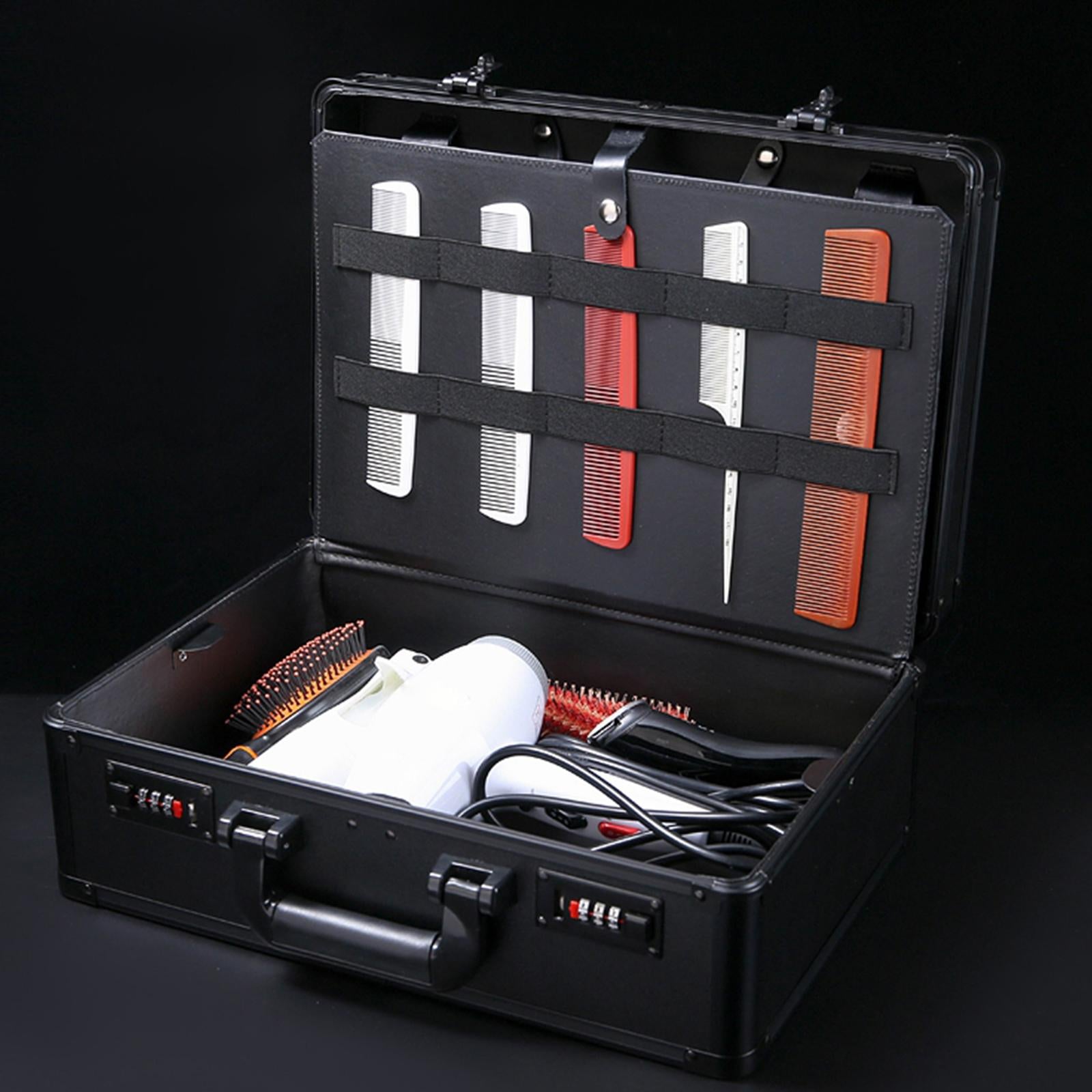 Large Barber Salon Tool Kits Storage Travel Carry Case Organizer Box Black