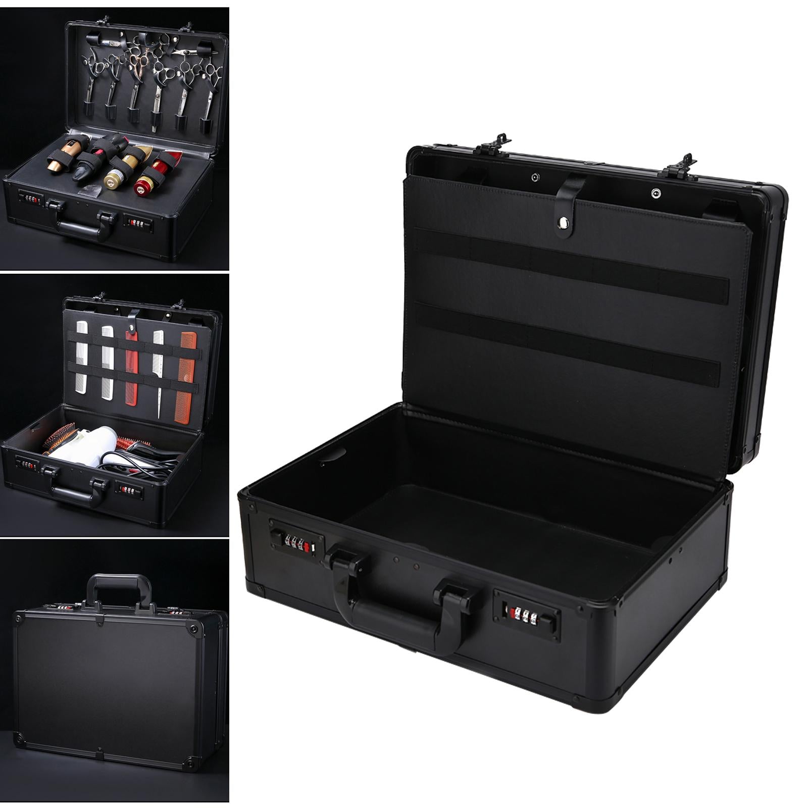 Large Barber Salon Tool Kits Storage Travel Carry Case Organizer Box Black