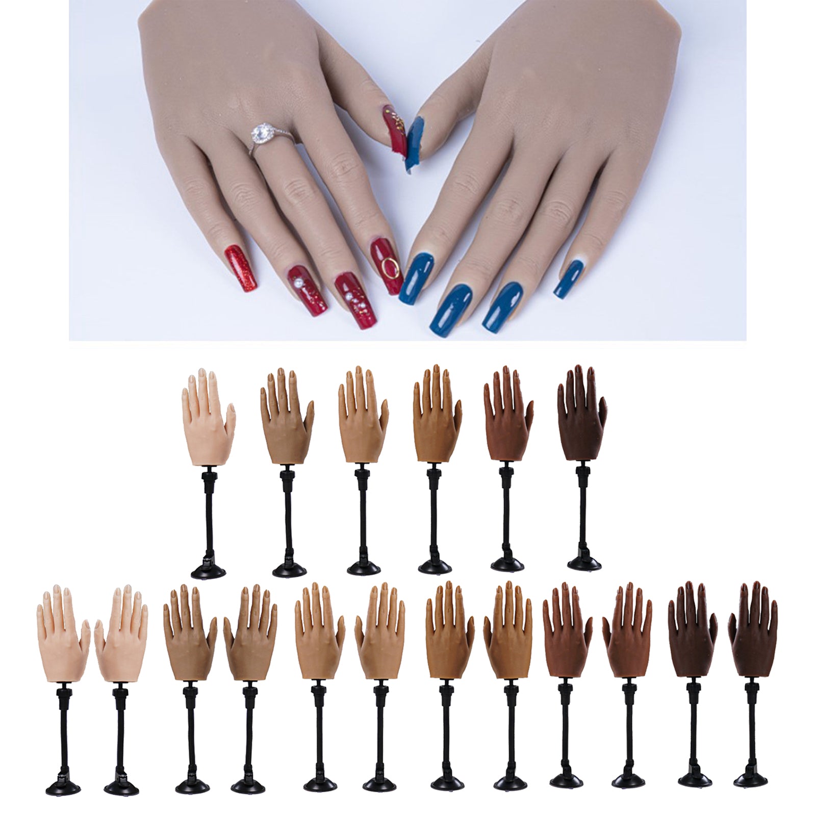 Silicone Nail Practice Hands Mannequin Female Model Display  Style 1 Single