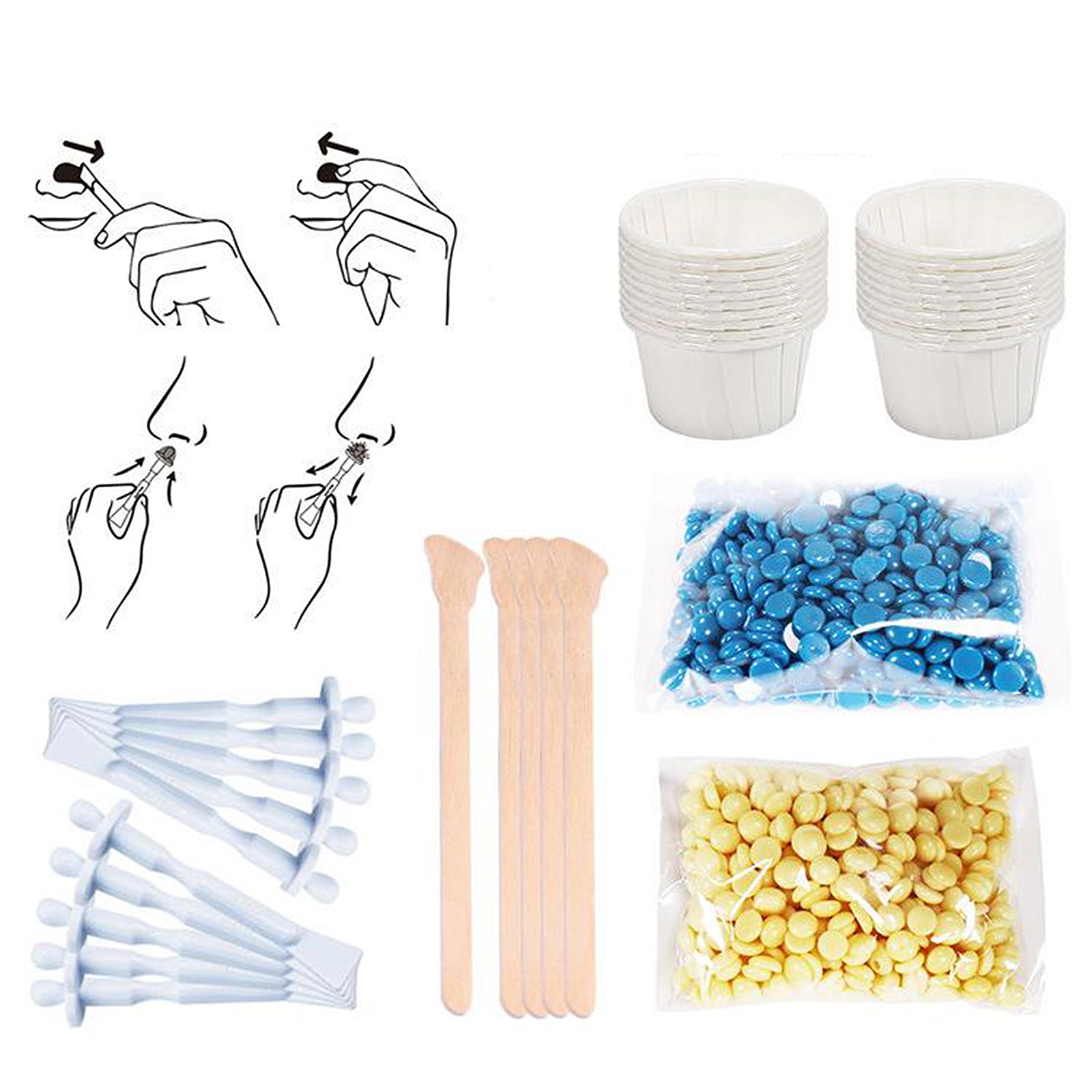 1Set Waxing Kit for Men Women 5pcs Applicator 20pcs Paper Cups for Home Use