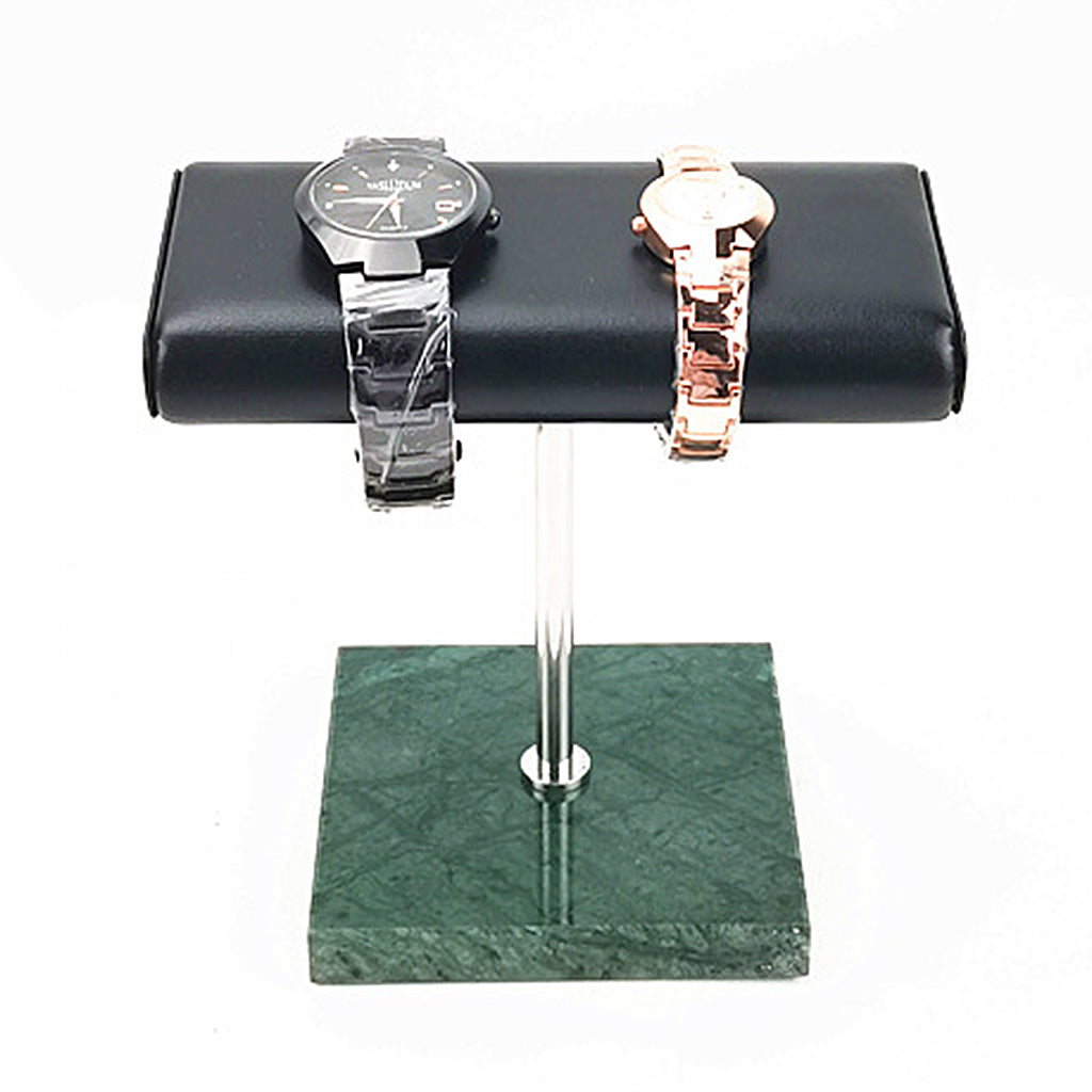 PU Leather Marble Base Watch Display Stand for All Watches Green Silver