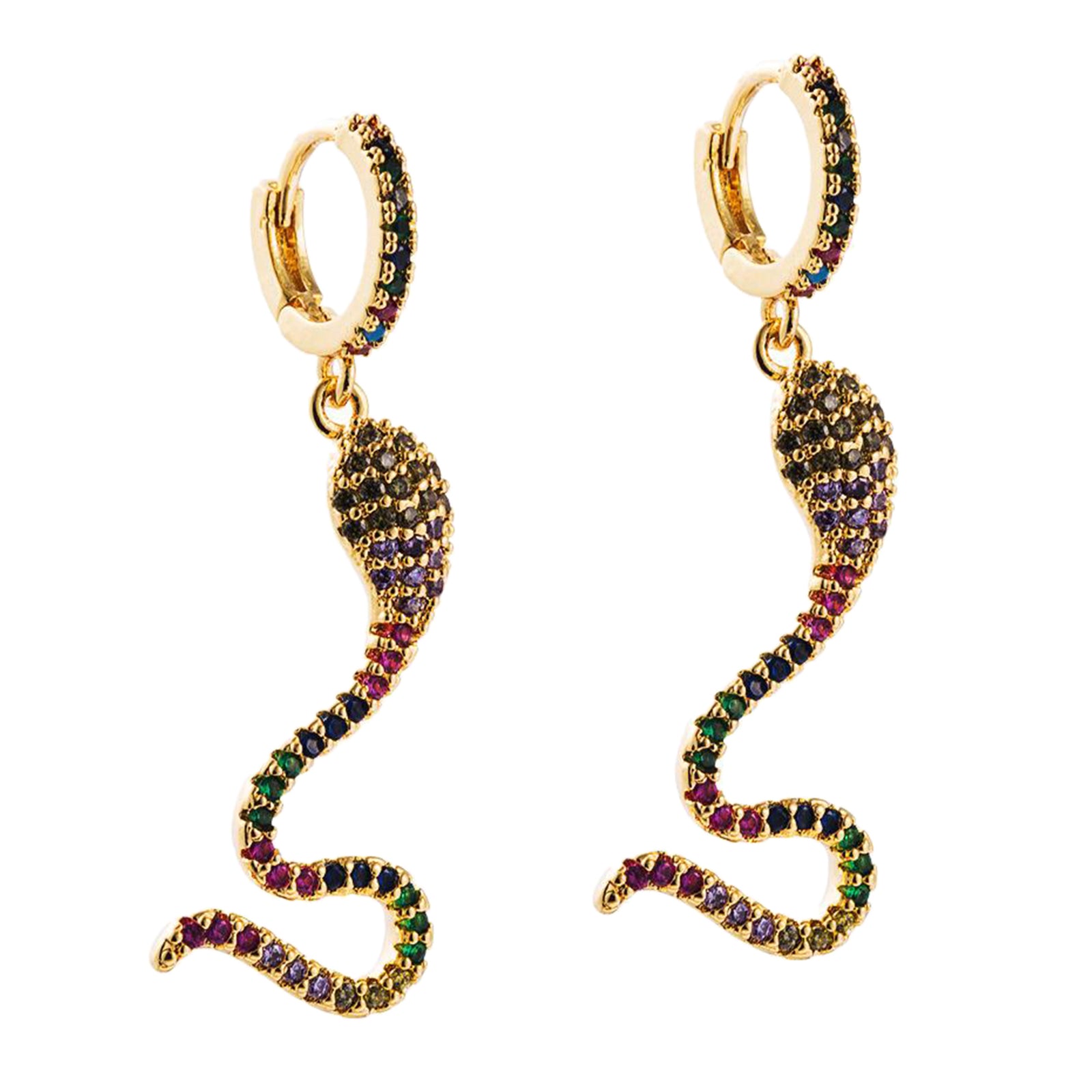 Gothic Wave 18K Gold Plated Snake Shape Drop Earrings Shining Ins Girls