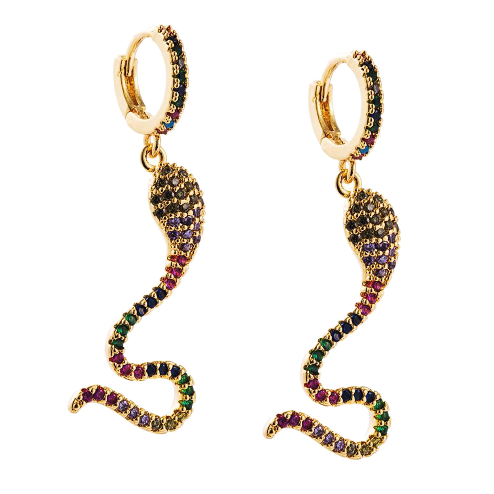 Gothic Wave 18K Gold Plated Snake Shape Drop Earrings Shining Ins Girls