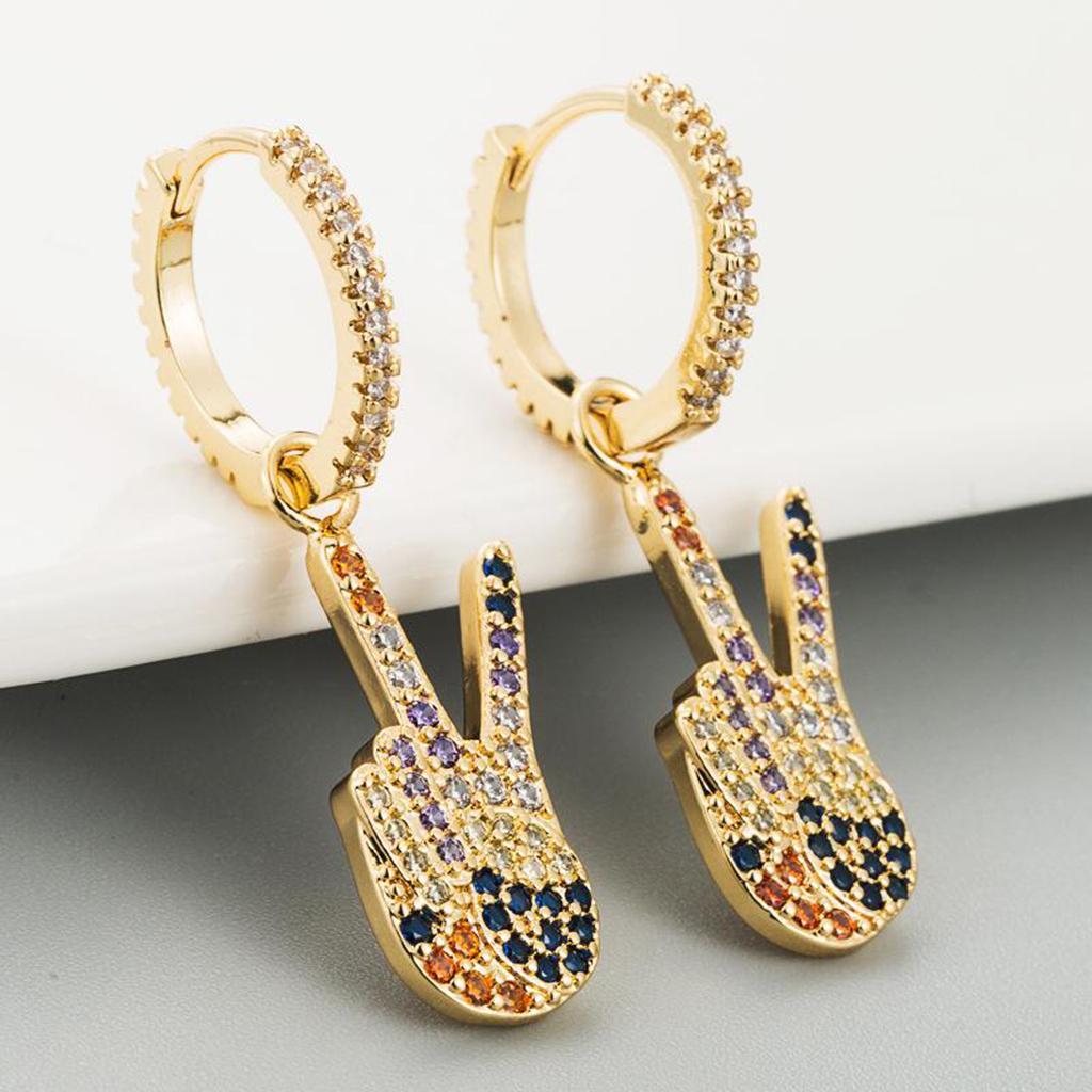 1 Pair Festive Holiday V Hands Gold Plated Stud Earring Drop Set Great Gifts