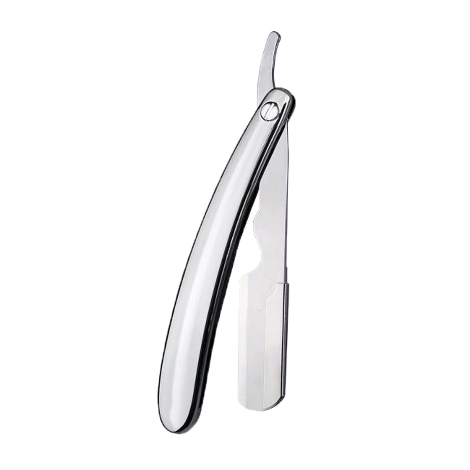 Straight Edge Barber Razors Folding Shaving Razor Mens Manual Shaver Silver