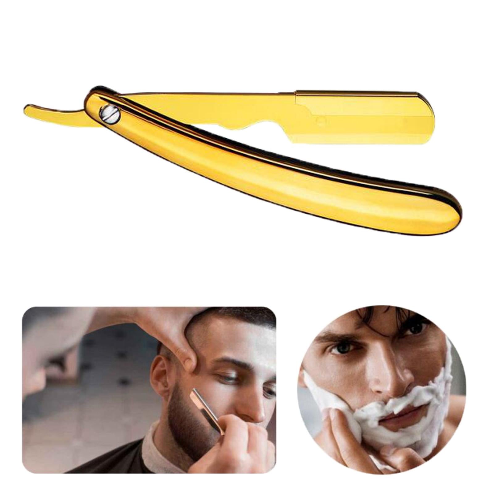 Straight Edge Barber Razors Folding Shaving Razor Mens Manual Shaver Gold