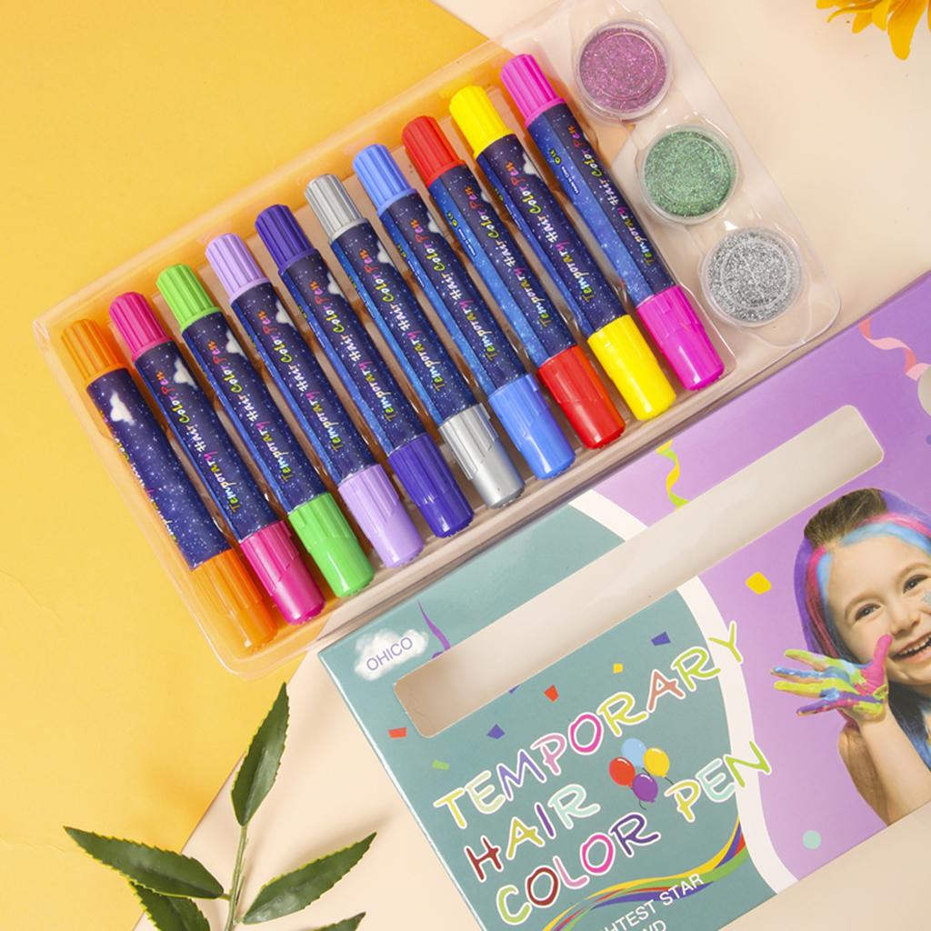 Hair Chalk Pens for Girls Kids Women Party Makeup Gift Washable Hair Dye Kit