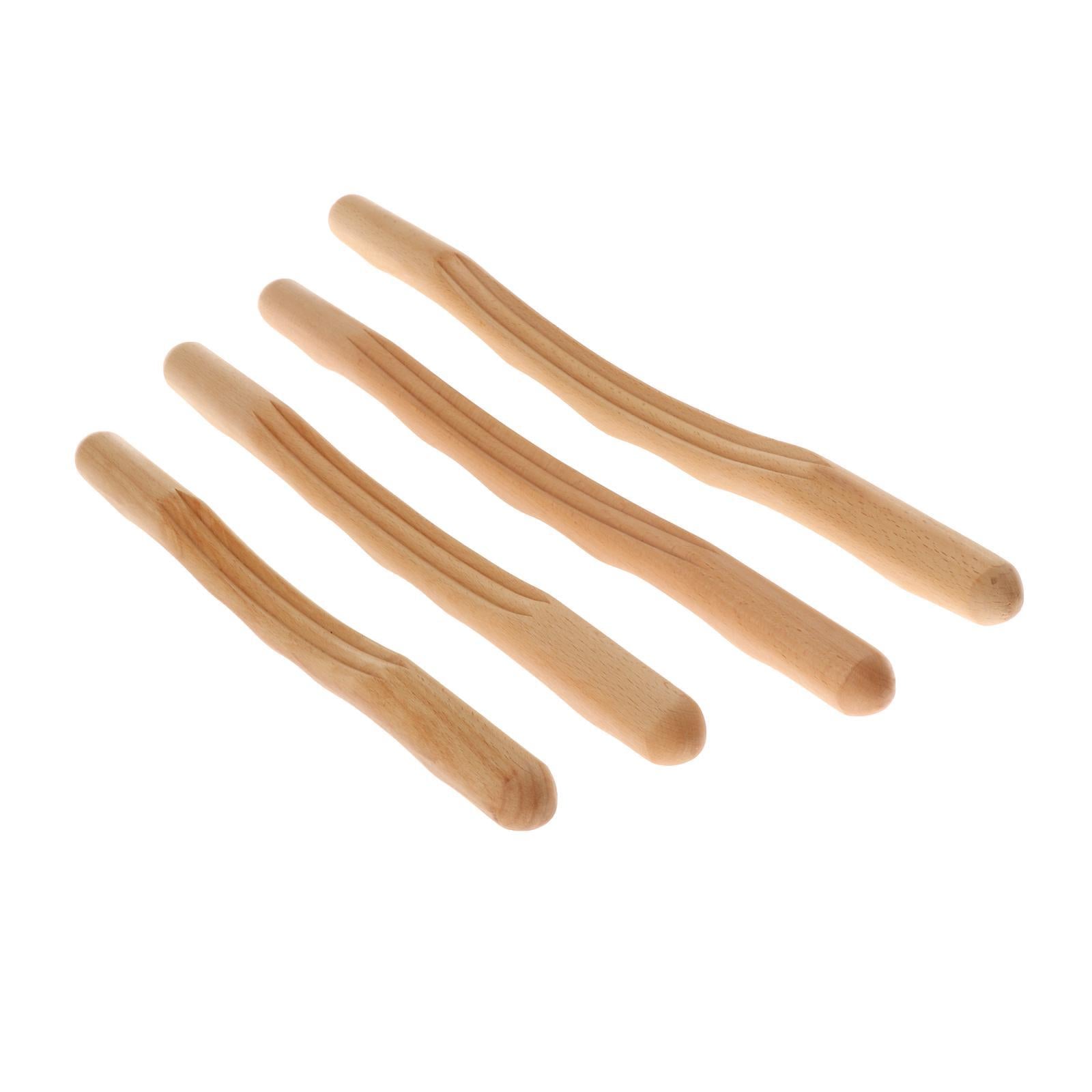 Wood Guasha Scraping Stick for Back Shoulder Neck Waist Legs  4Pcs Set