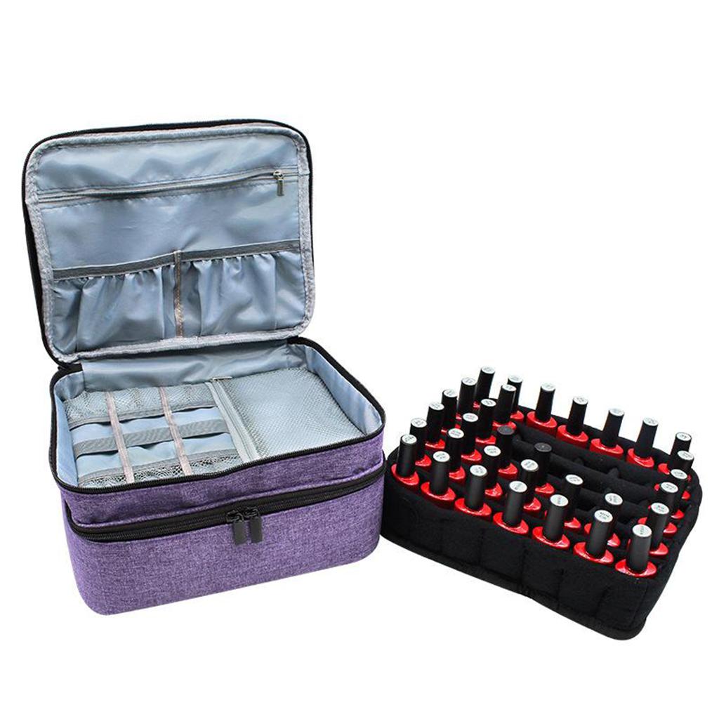 Nail Polish Holder Storage Case Box Organizer for 30 Bottle 5-15ml Purple