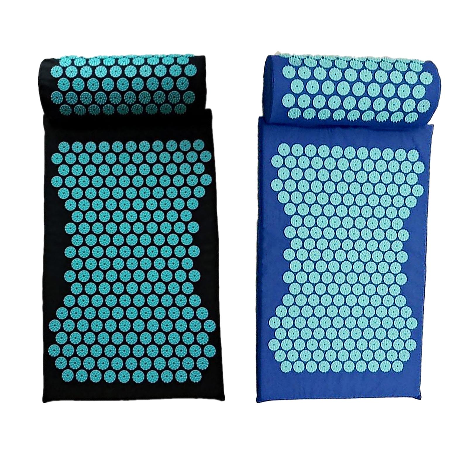 Yoga Acupressure Mat Pillow Set Trigger Points Mats Pain Stress Relief Black