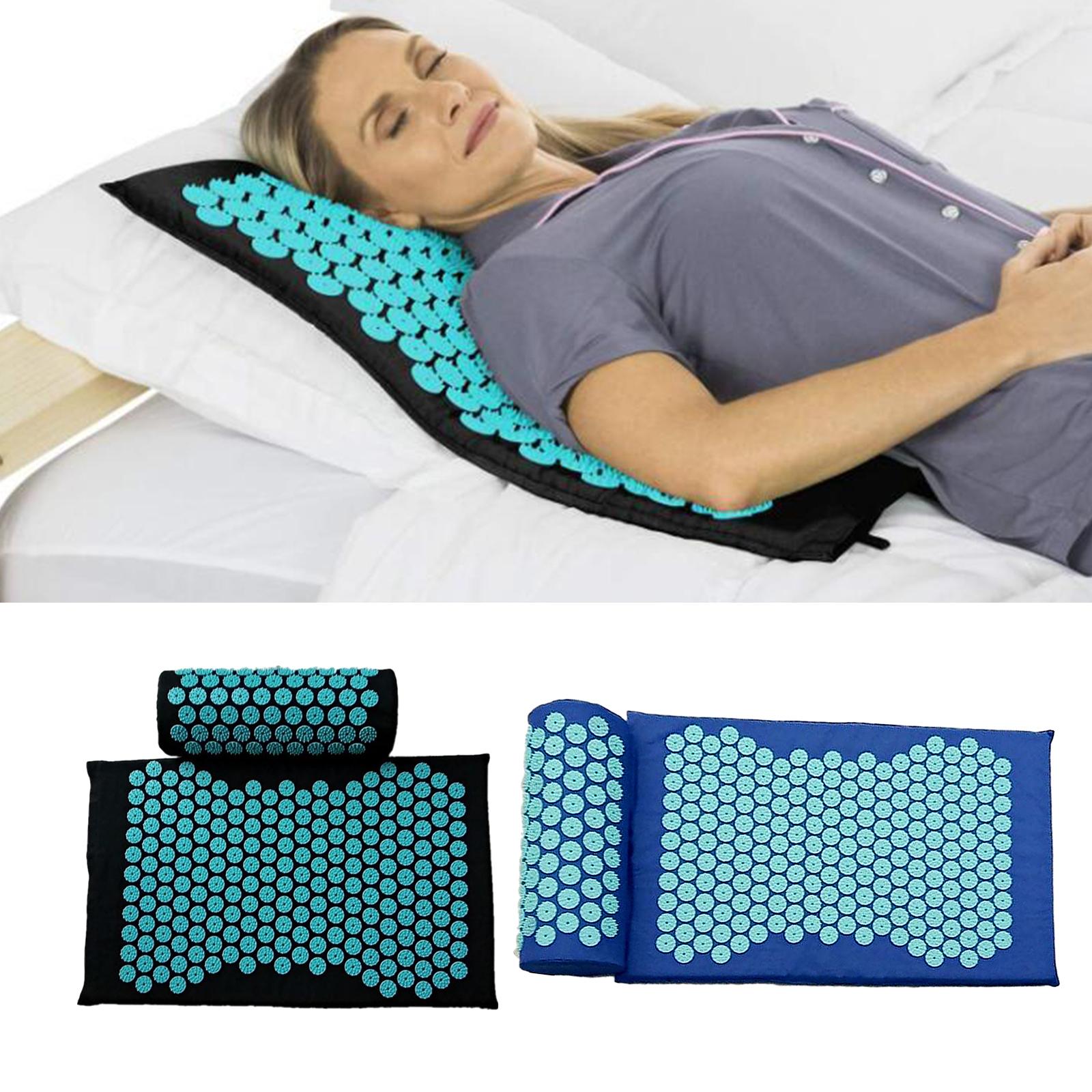 Yoga Acupressure Mat Pillow Set Trigger Points Mats Pain Stress Relief Black