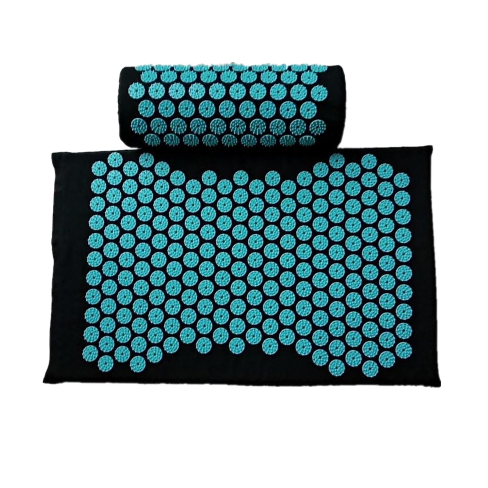 Yoga Acupressure Mat Pillow Set Trigger Points Mats Pain Stress Relief Black