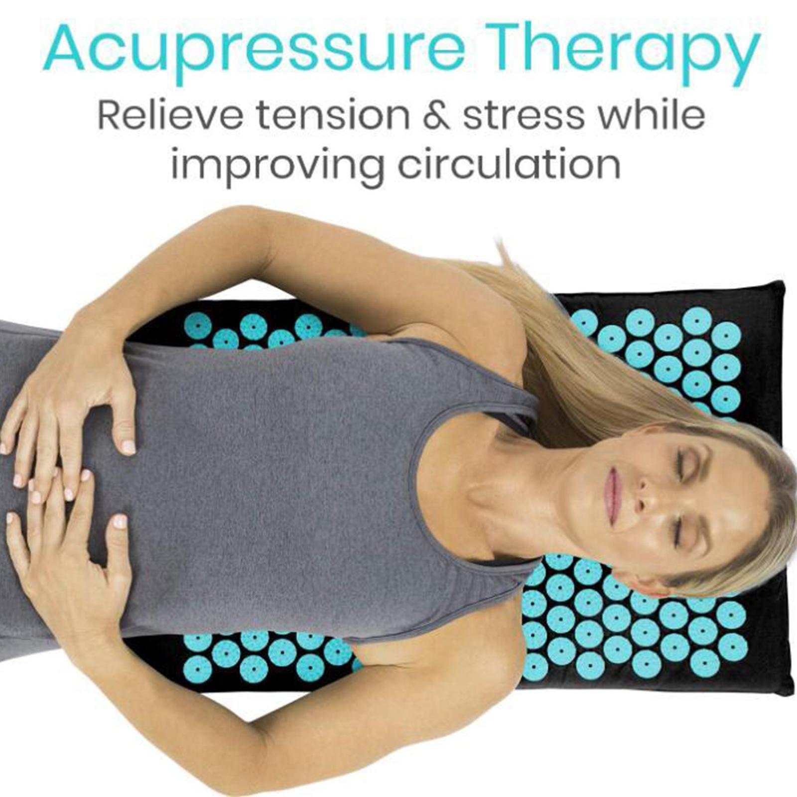 Yoga Acupressure Mat Pillow Set Trigger Points Mats Pain Stress Relief Black