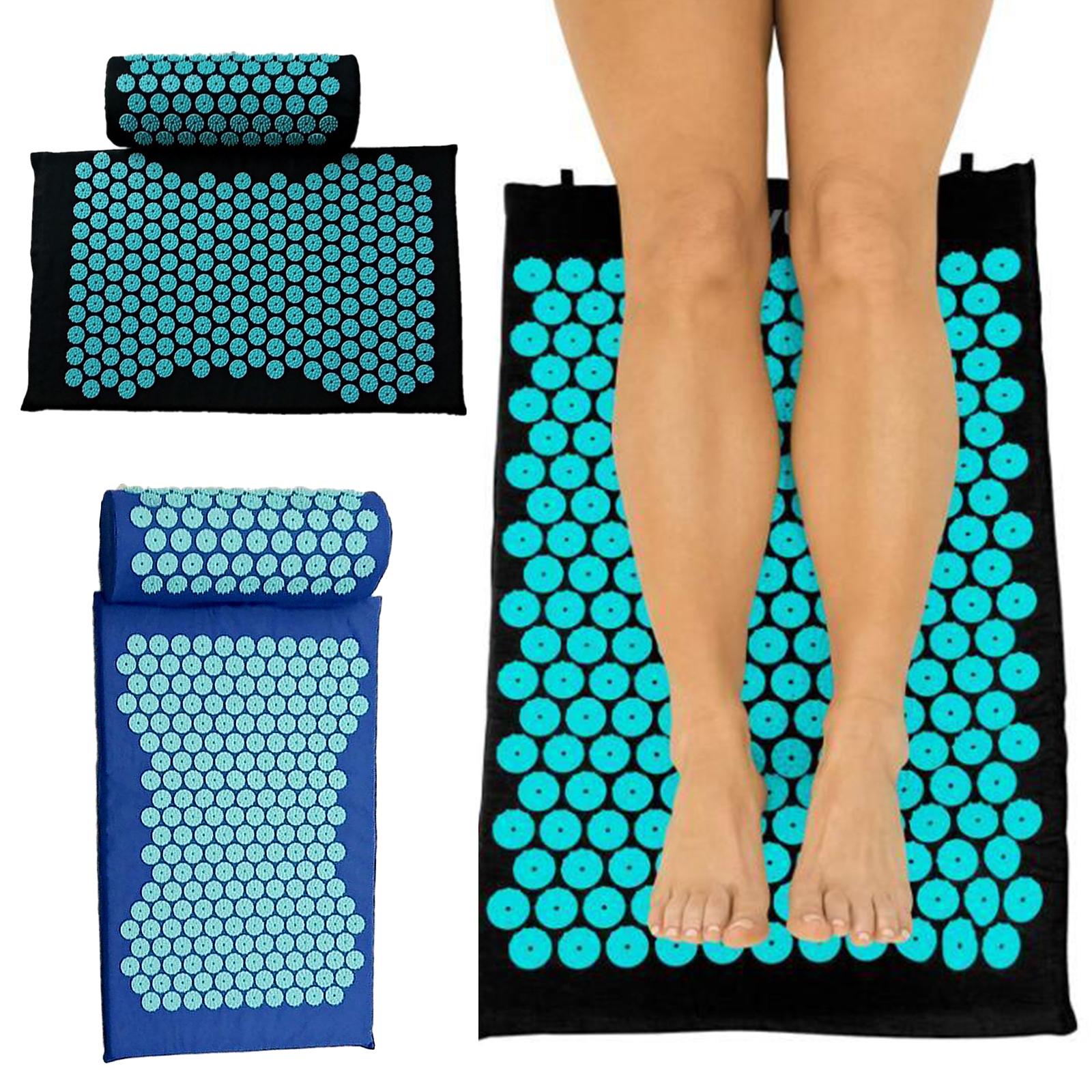 Yoga Acupressure Mat Pillow Set Trigger Points Mats Pain Stress Relief Black