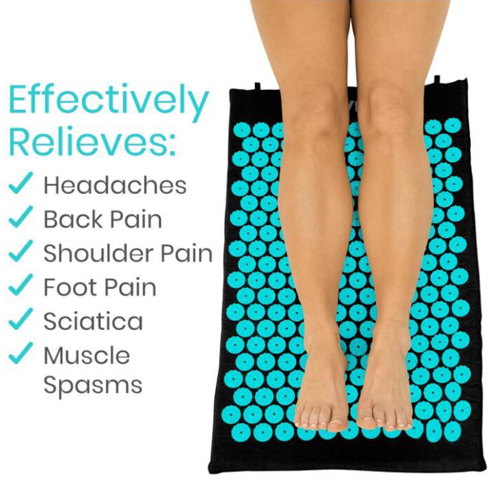 Yoga Acupressure Mat Pillow Set Trigger Points Mats Pain Stress Relief Blue