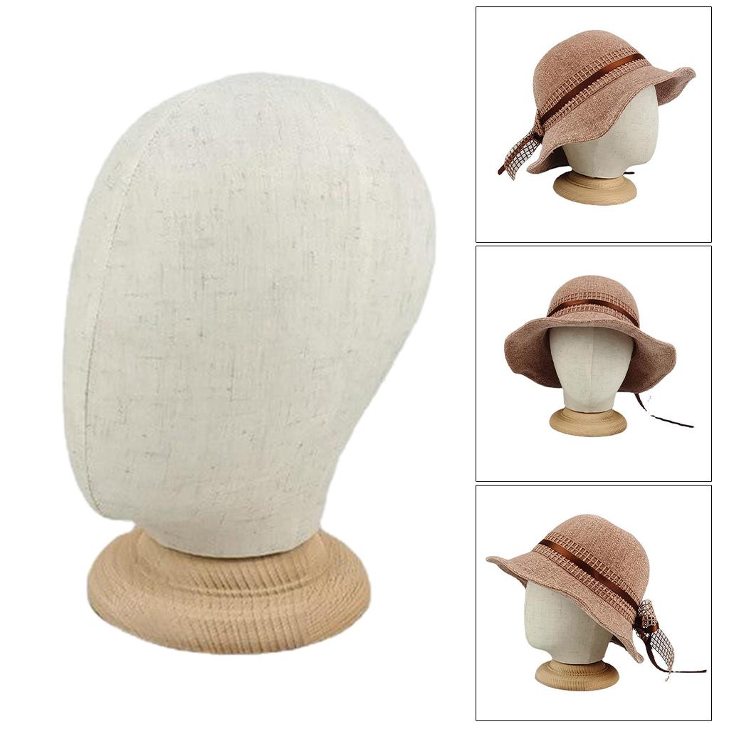 21" Mannequin Cork Head Canvas Block Wig Making Hats Display Holder w/ Stand