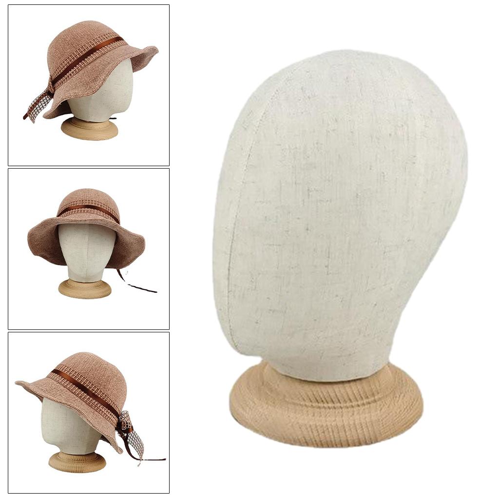 21" Mannequin Cork Head Canvas Block Wig Making Hats Display Holder w/ Stand