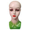 Mannequin Head Female Face Bald Stand for Wigs Styling or Display Hat Green