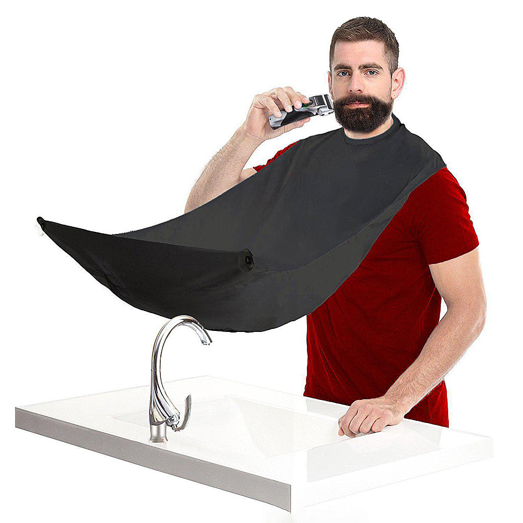 Barber Beard Grooming Shaving Apron Cape Cloth & 4pcs Suction Cups Black