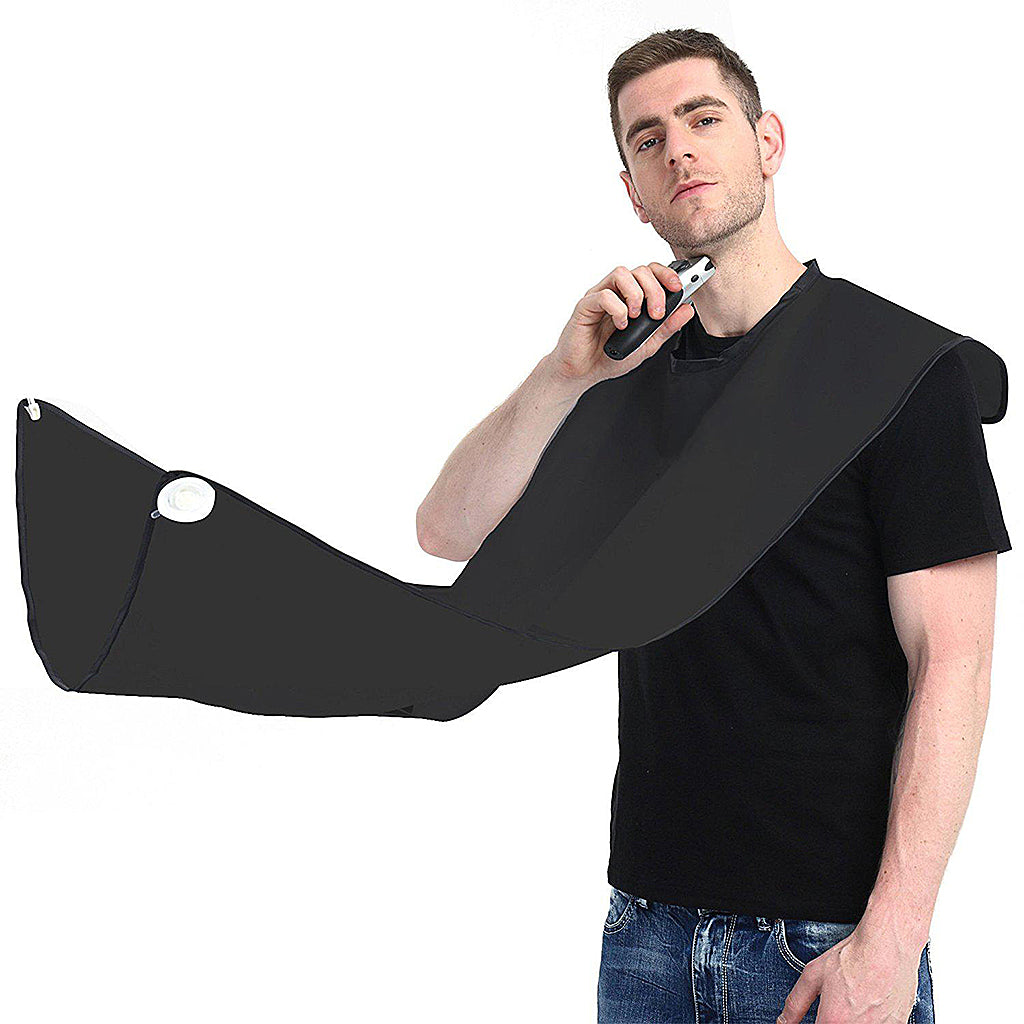 Barber Beard Grooming Shaving Apron Cape Cloth & 4pcs Suction Cups Black