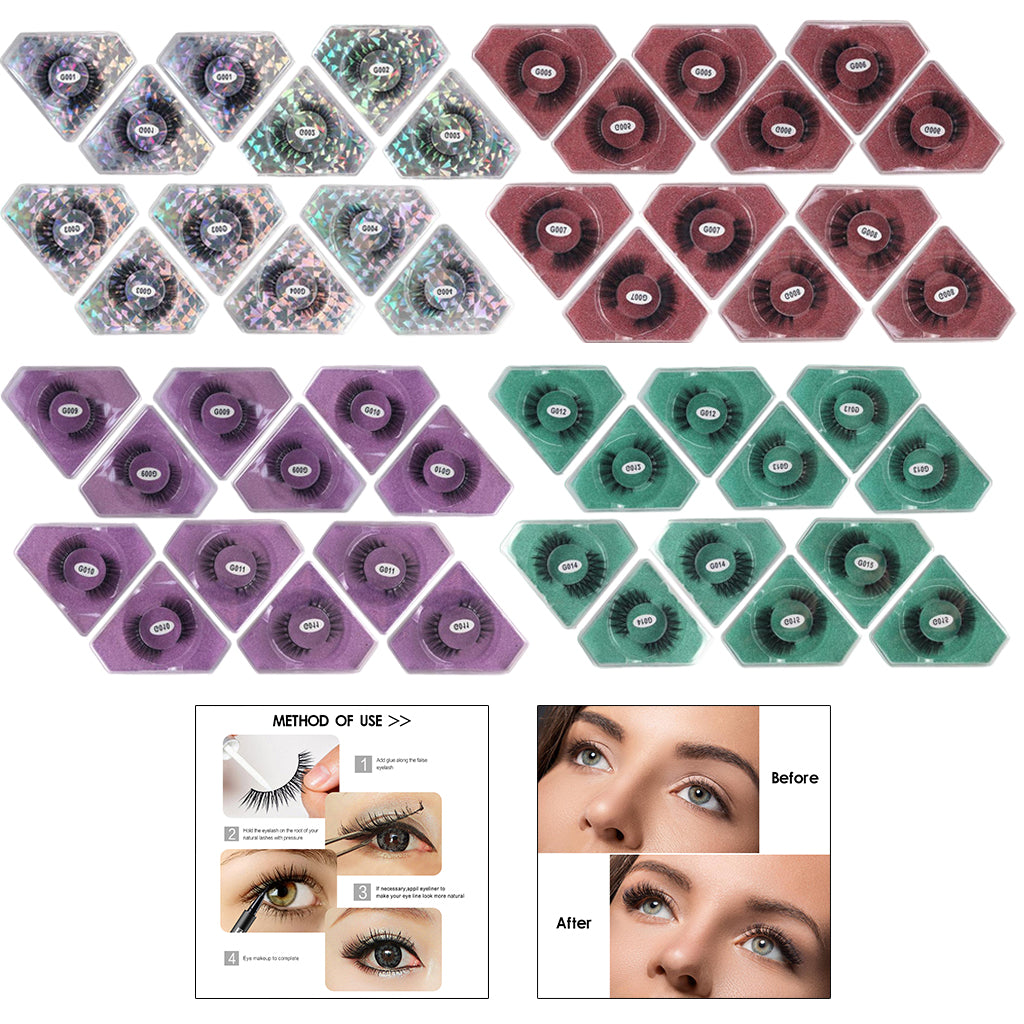 12Pairs Comfortable 4 Styles False Eyelashes for Women Makeup Tool Lashes G002