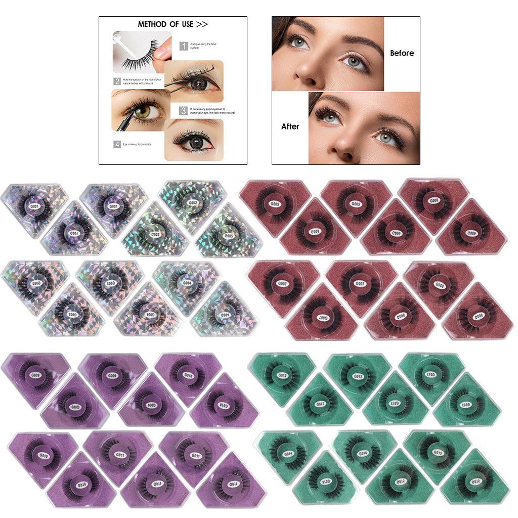 12Pairs Comfortable 4 Styles False Eyelashes for Women Makeup Tool Lashes G002