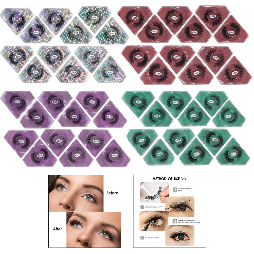 12Pairs Comfortable 4 Styles False Eyelashes for Women Makeup Tool Lashes G002