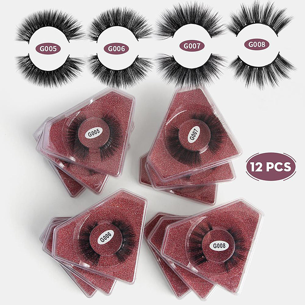 12Pairs Comfortable 4 Styles False Eyelashes for Women Makeup Tool Lashes G007