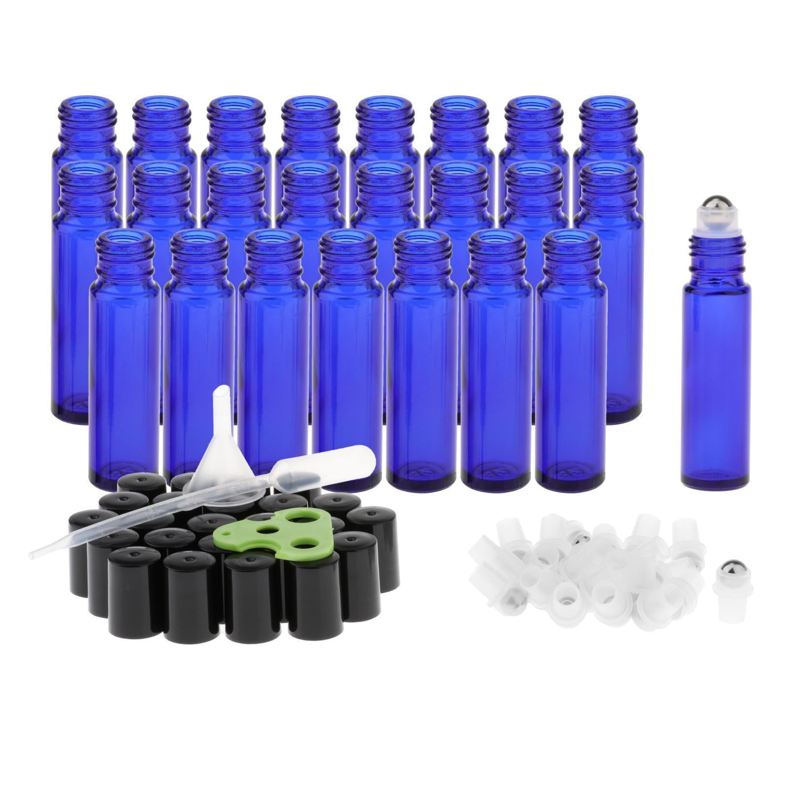 24 Pcs 10ml  Roll on Bottles Essential Oil Roller Bottles Blue