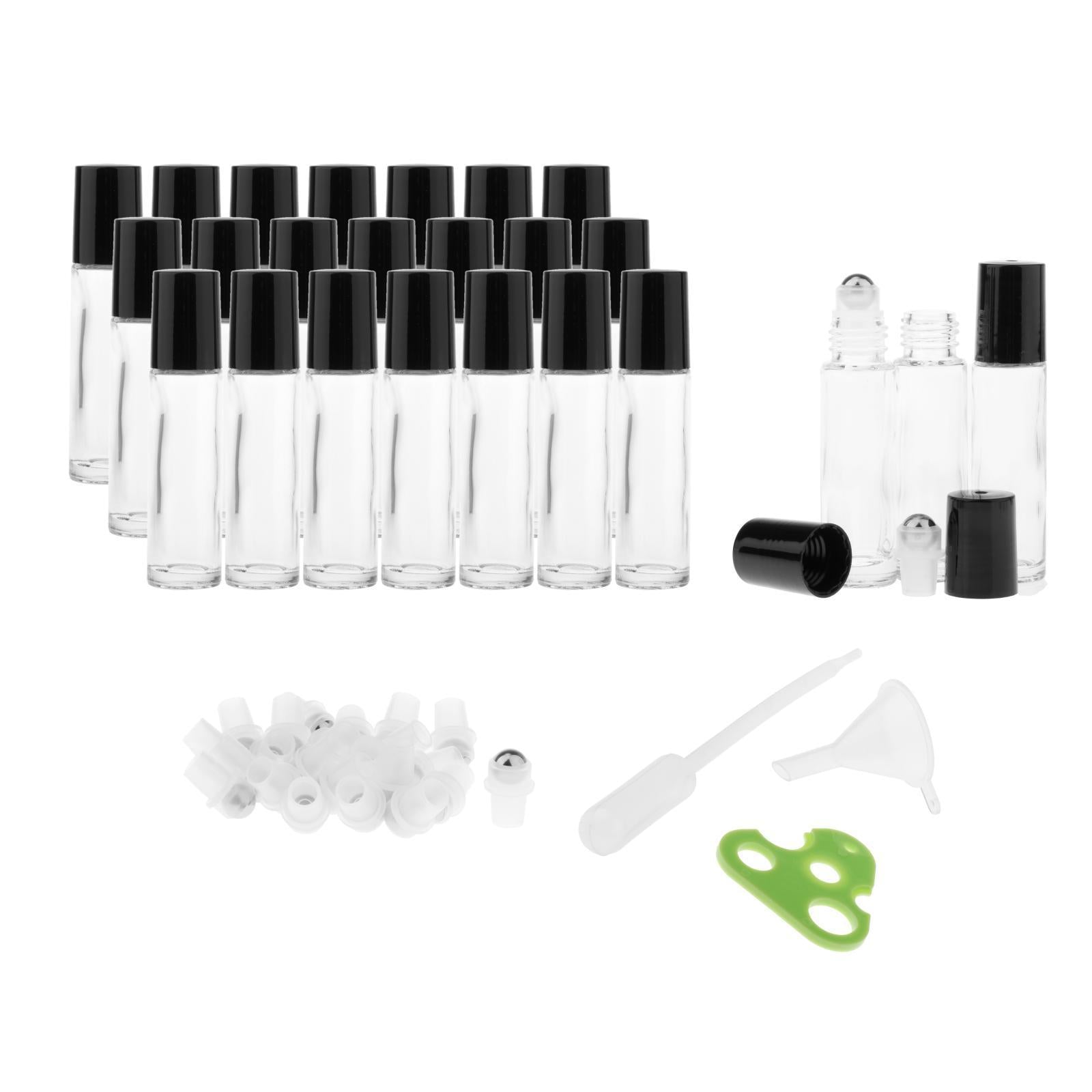 24 Pcs 10ml  Roll on Bottles Essential Oil Roller Bottles Clear