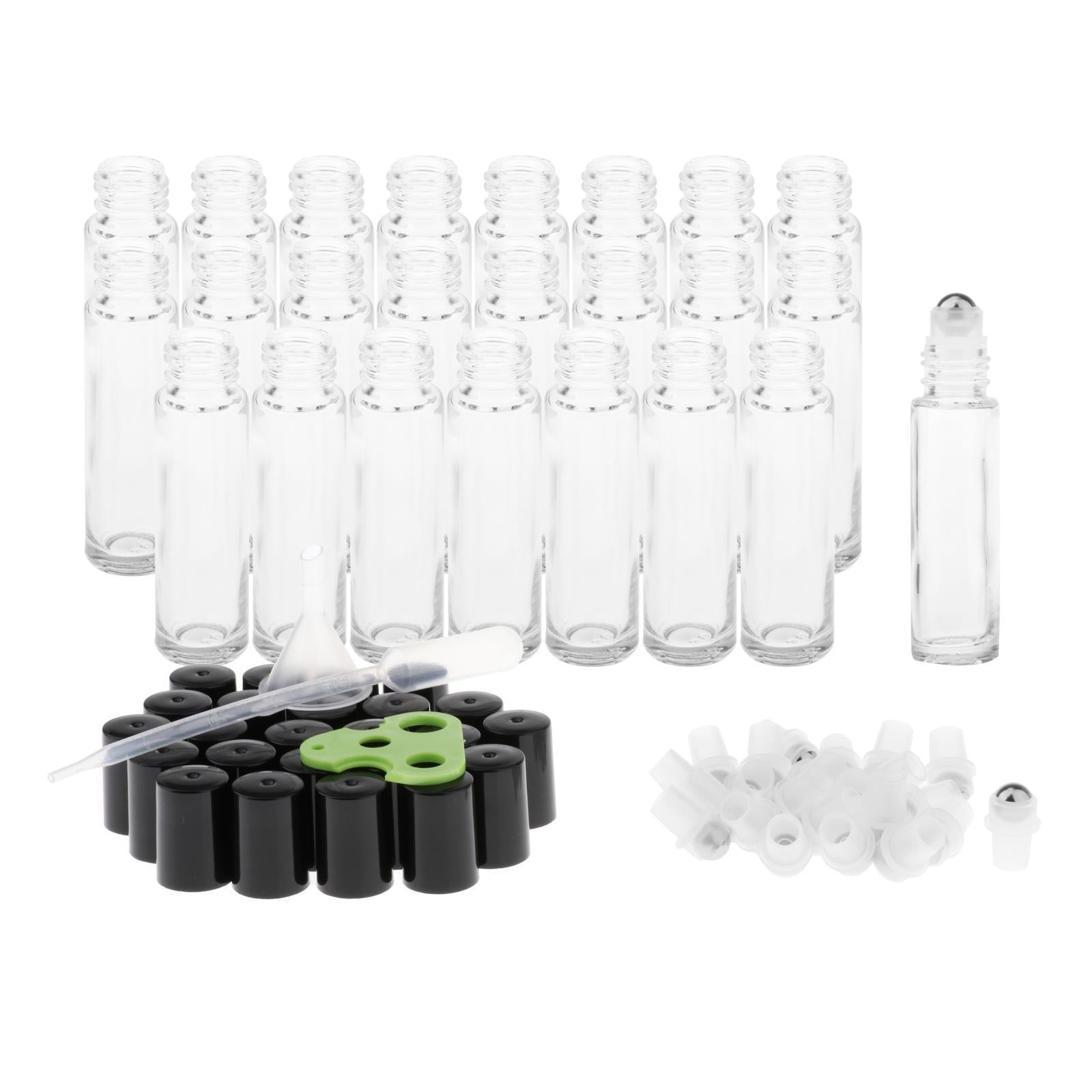 24 Pcs 10ml  Roll on Bottles Essential Oil Roller Bottles Clear