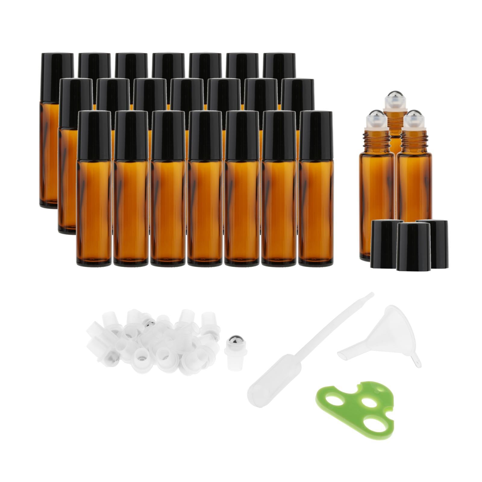 24 Pcs 10ml  Roll on Bottles Essential Oil Roller Bottles Amber