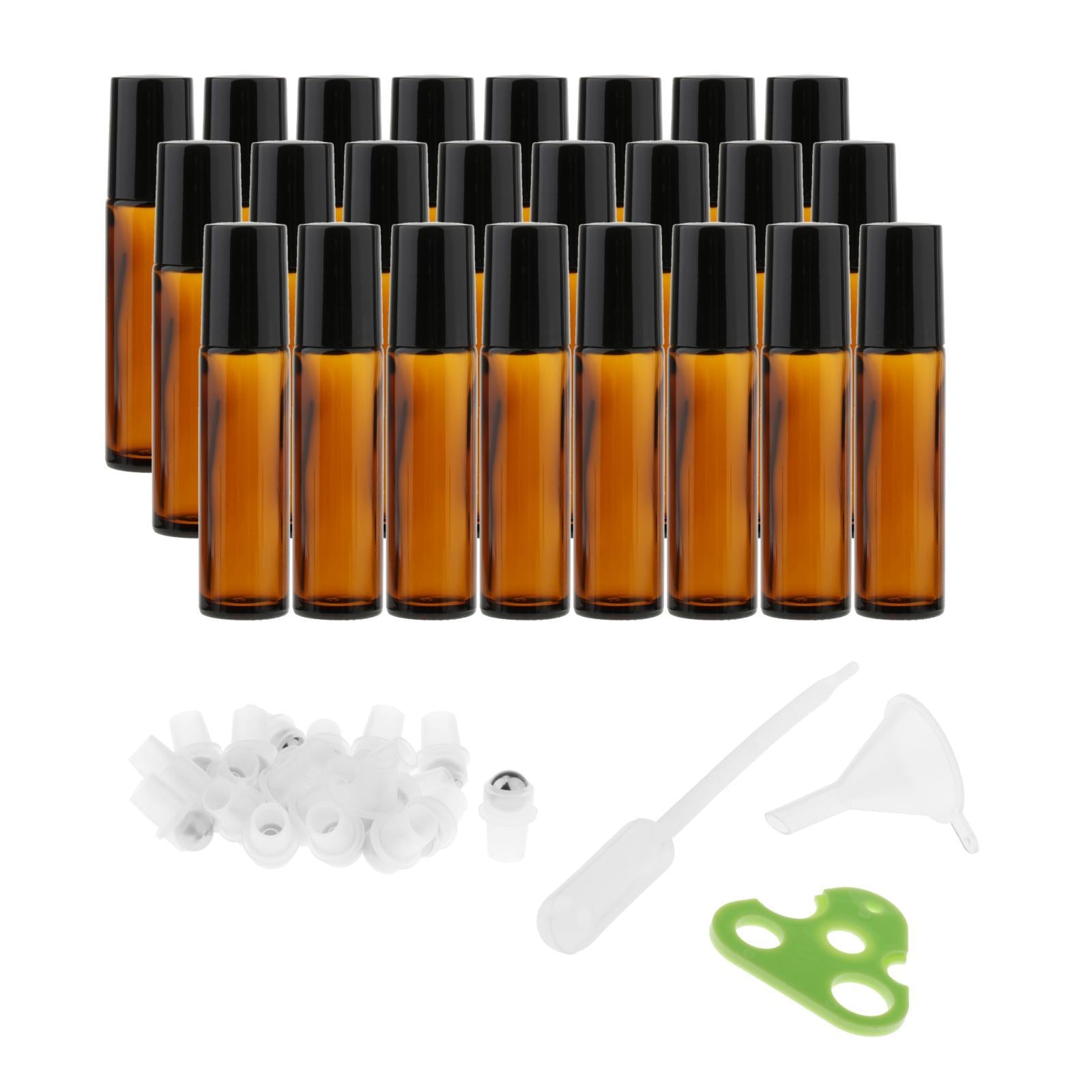 24 Pcs 10ml  Roll on Bottles Essential Oil Roller Bottles Amber