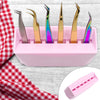 Durable 6-Hole Tweezer Storage Rack Organizer for Eyelash Extension Supplies pink