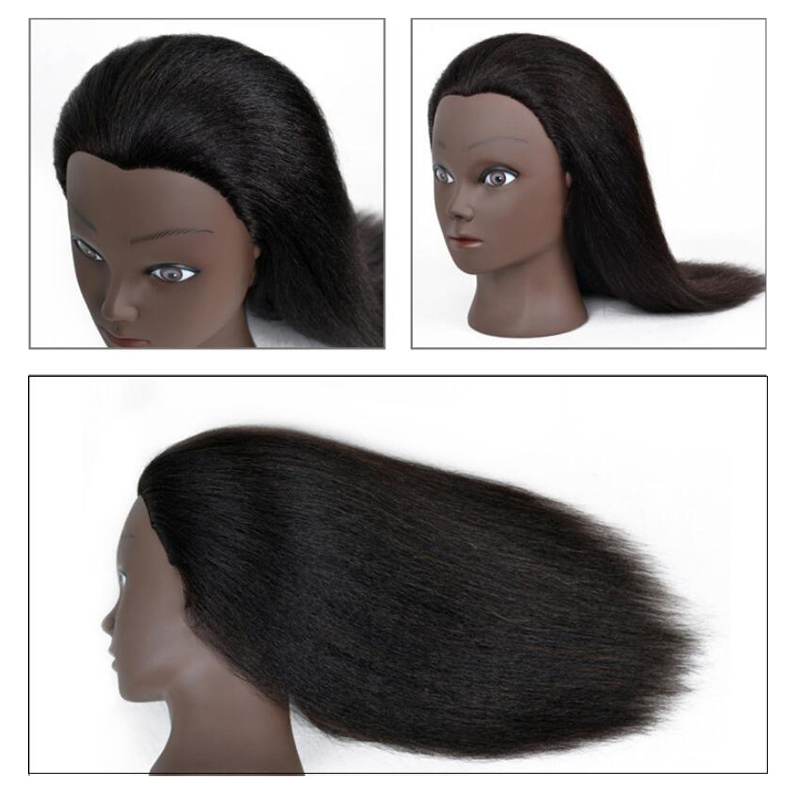 Hair Styling Practice Doll Head Training Mannequin Clamp 14in Black Skin