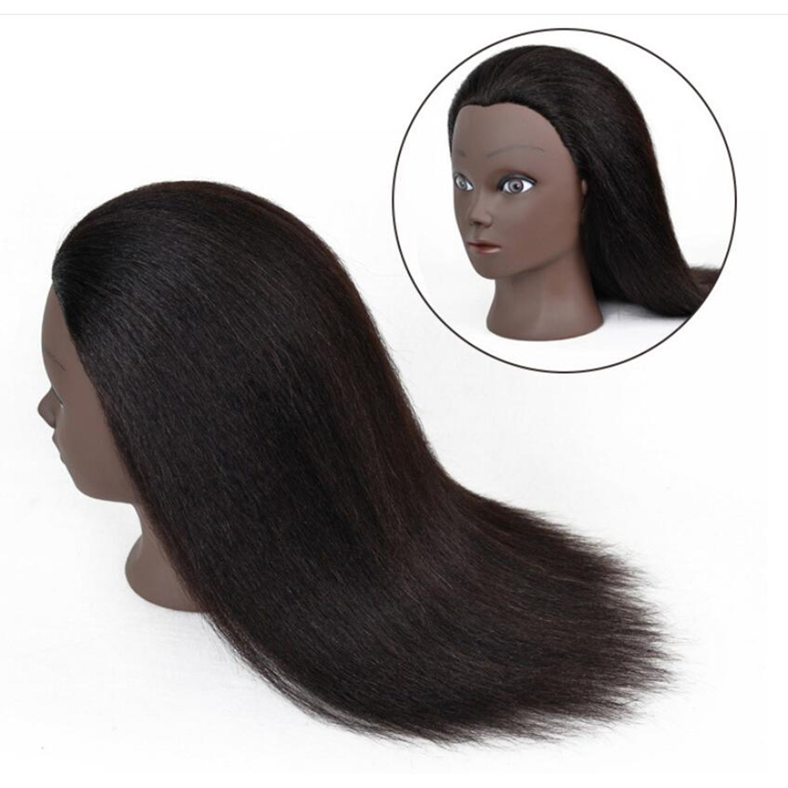 Hair Styling Practice Doll Head Training Mannequin Clamp 14in Black Skin