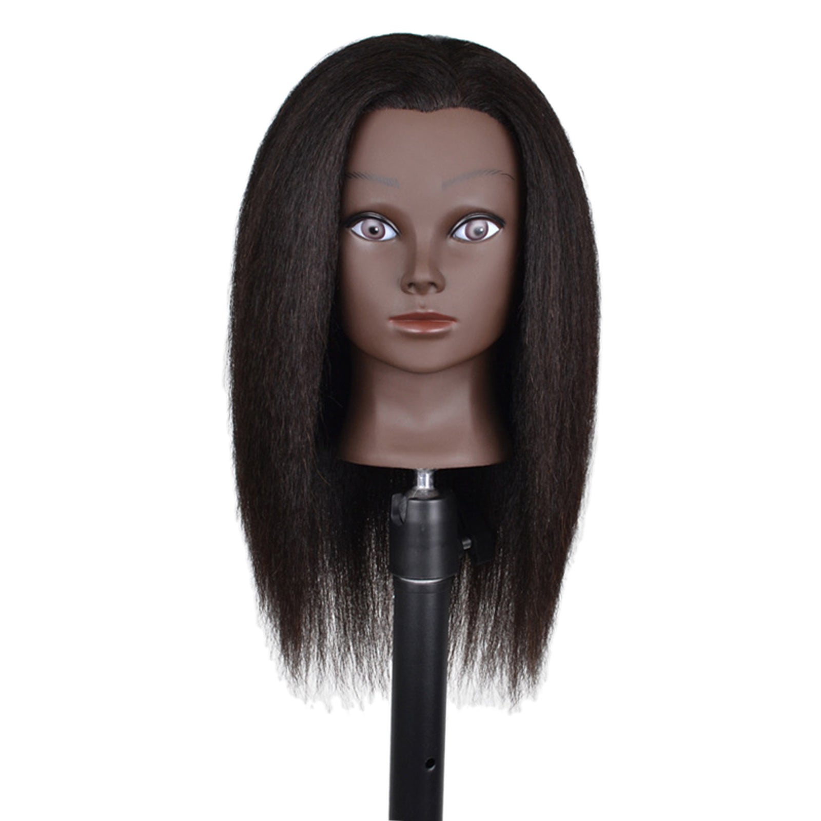 Hair Styling Practice Doll Head Training Mannequin Clamp 14in Black Skin