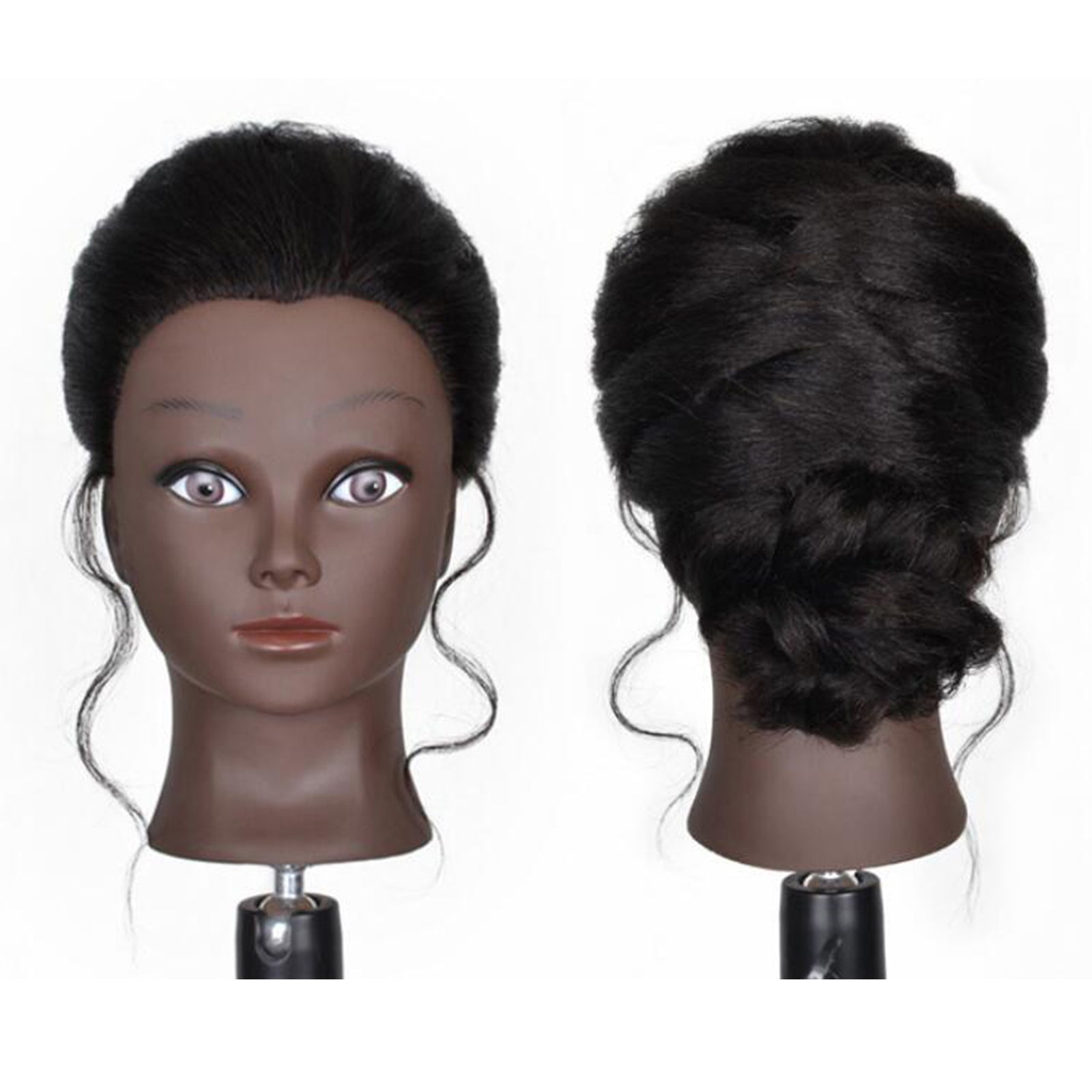 Hair Styling Practice Doll Head Training Mannequin Clamp 14in Black Skin