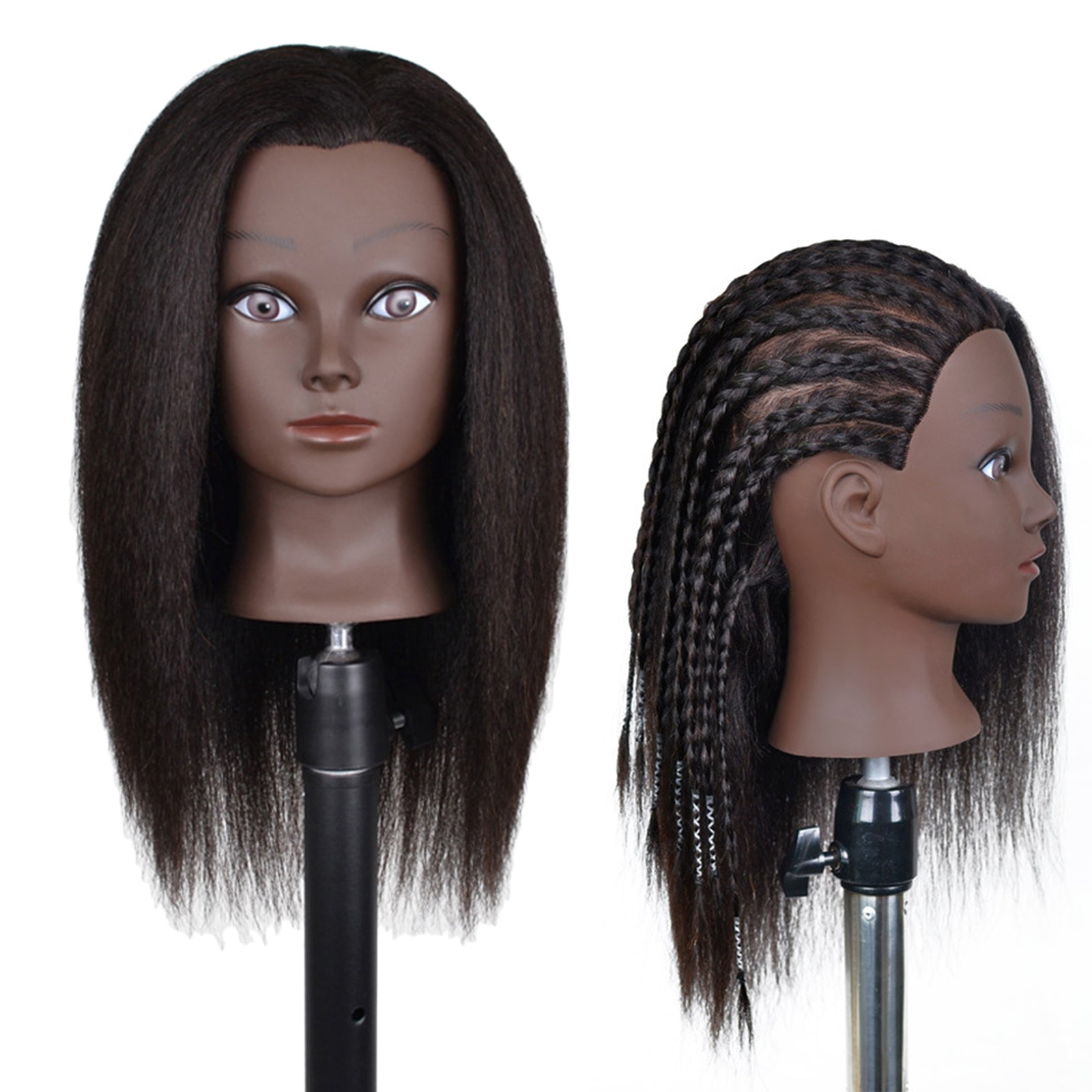 Hair Styling Practice Doll Head Training Mannequin Clamp 14in Black Skin