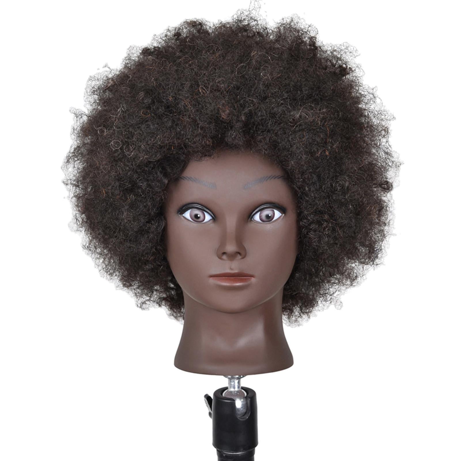 Hair Styling Practice Doll Head Training Mannequin Clamp Afro Black Skin